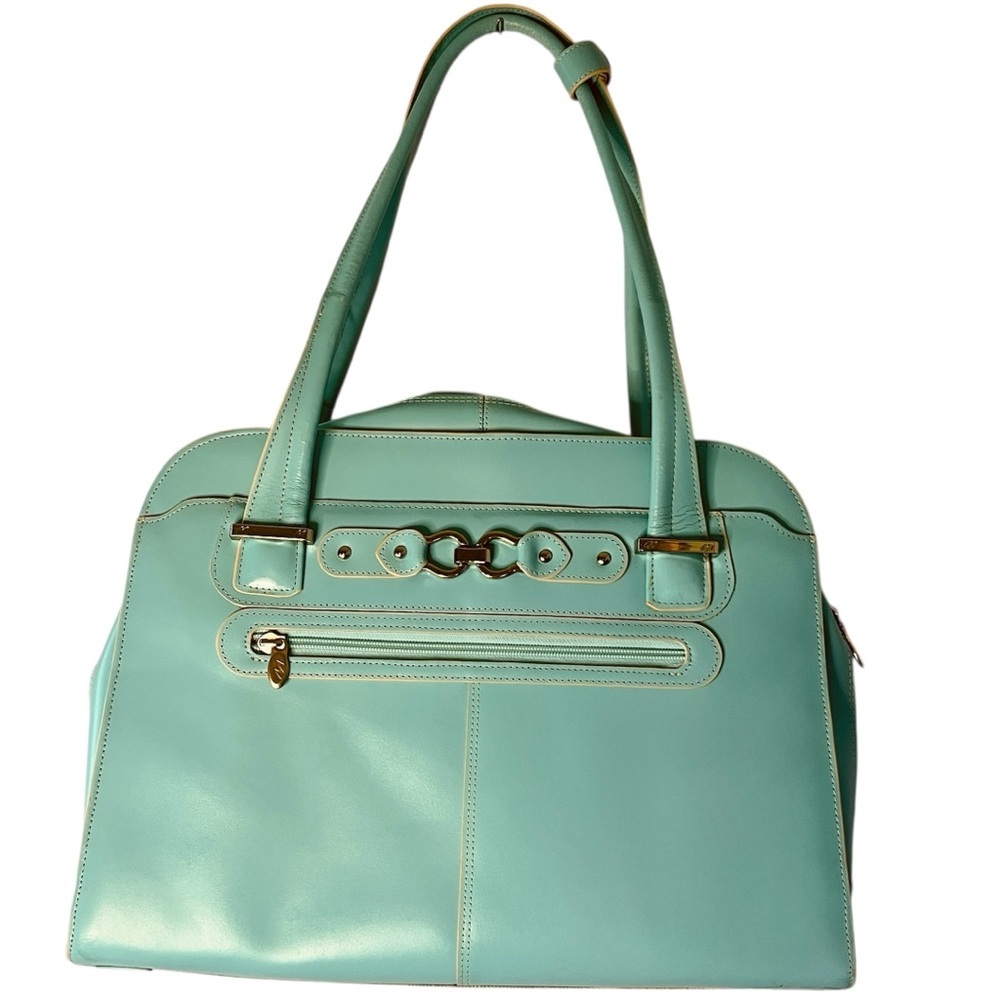 McKlein Genuine Leather Gorgeous Tiffany Blue Career Tote Bag- Hard to find